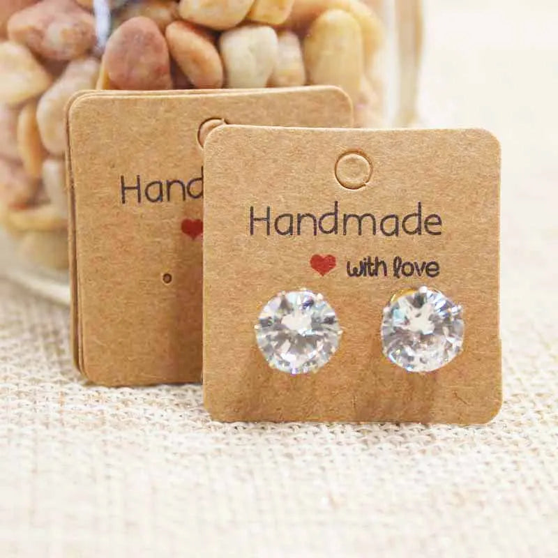 50pcPaper earrring Handmade style earring card 5x5cm/3x3cm /5x9cm /5x6.5cm /5x7cm brown /white DIY Jewelry package  card