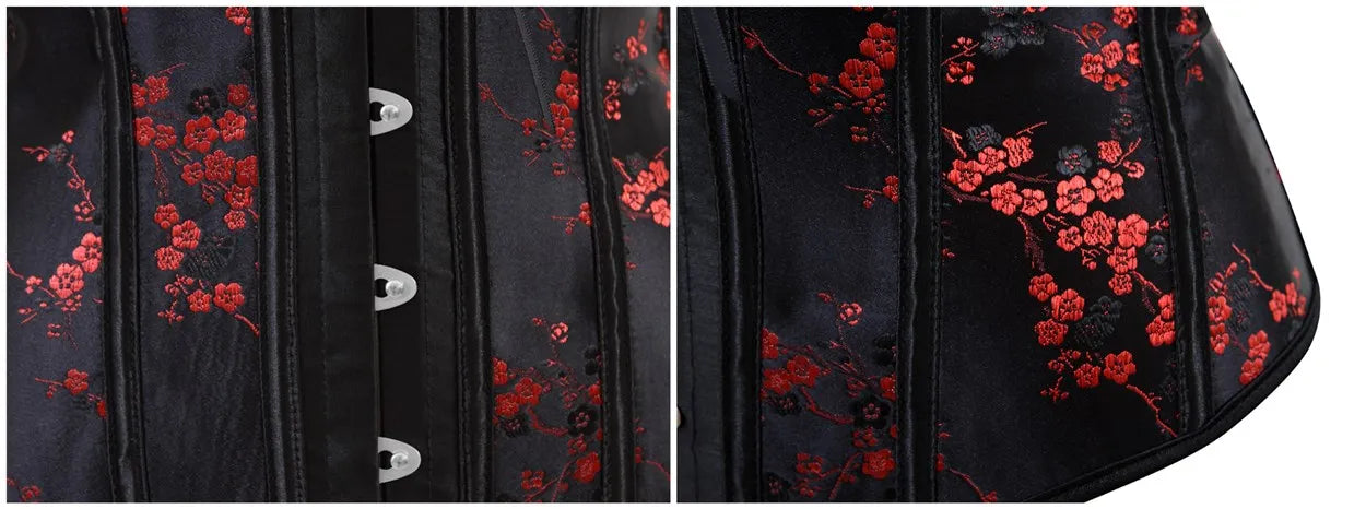 Corset Lingerie For Women Floral Jacquard Overbust Corset Waist Cincher Plum Bustier Sexy Hot Plus Size