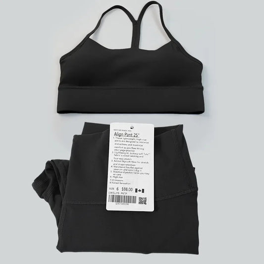 2 Pieces Women Yoga Gym Top Bra High Waist Push up Align Leggings Workout Set Running Sports Clothes Tracksuits Sportswear