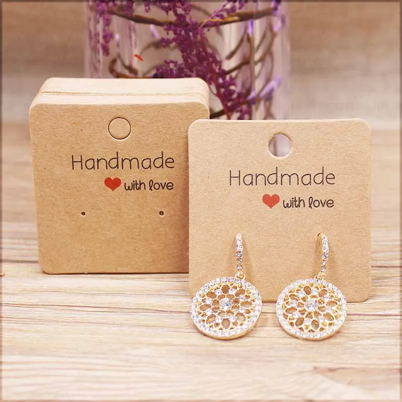 50pcPaper earrring Handmade style earring card 5x5cm/3x3cm /5x9cm /5x6.5cm /5x7cm brown /white DIY Jewelry package  card