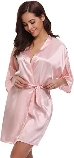 Green Nightgown Solid Color Kimono Lady Elegant Bathrobe Satin Homewear Wedding Bridal Gift Sleepwear Sexy Intimate Lingerie