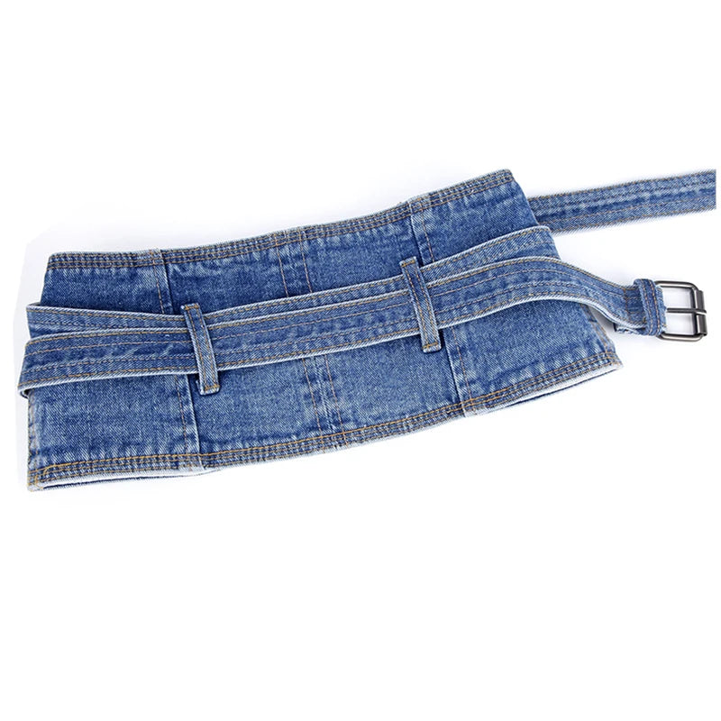 Denim Color Shapewear Waist Cincher Belt For Women Gothic Steampunk Buckle