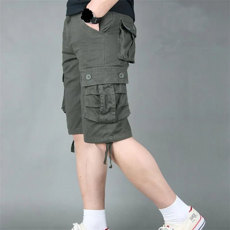 Summer Cargo Shorts Men Camouflage Camo Casual Cotton Multi-Pocket Baggy Bermuda Streetwear HipHop Military Tactical Work Shorts