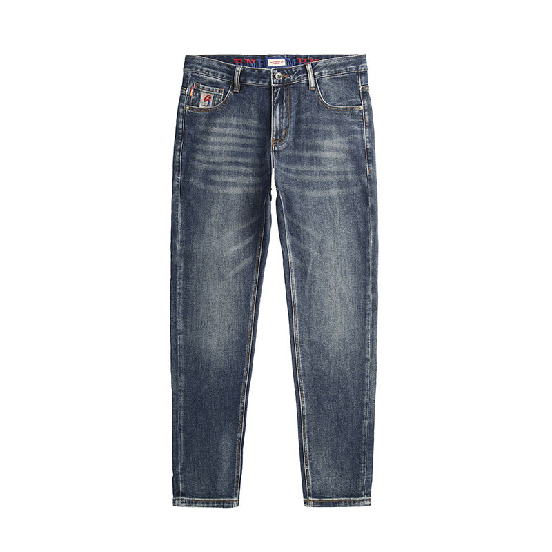 New Autumn and Winter Men's Denim Fashion Trendy Brand Casual Stretch Nostalgic Weiha Small Straight Jeans for Young Men