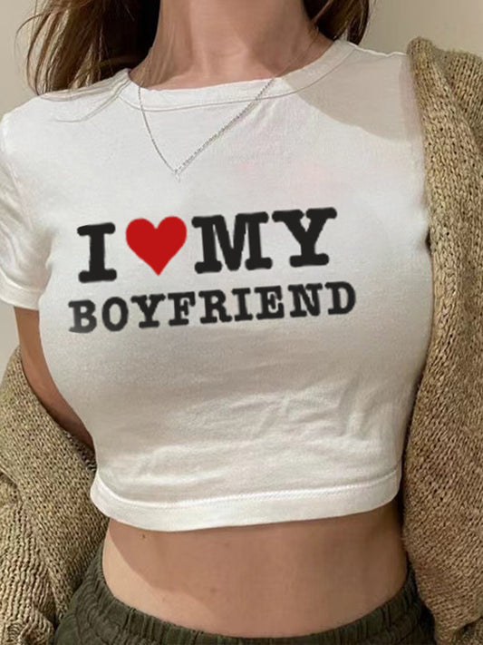 Women's Herringbone Letter Graphic T-Shirt