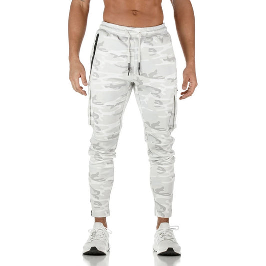 Cross-Border Men's Casual Versatile Sports Overalls Cotton Running Fitness Camouflage Trousers Zipper Decorative Trousers