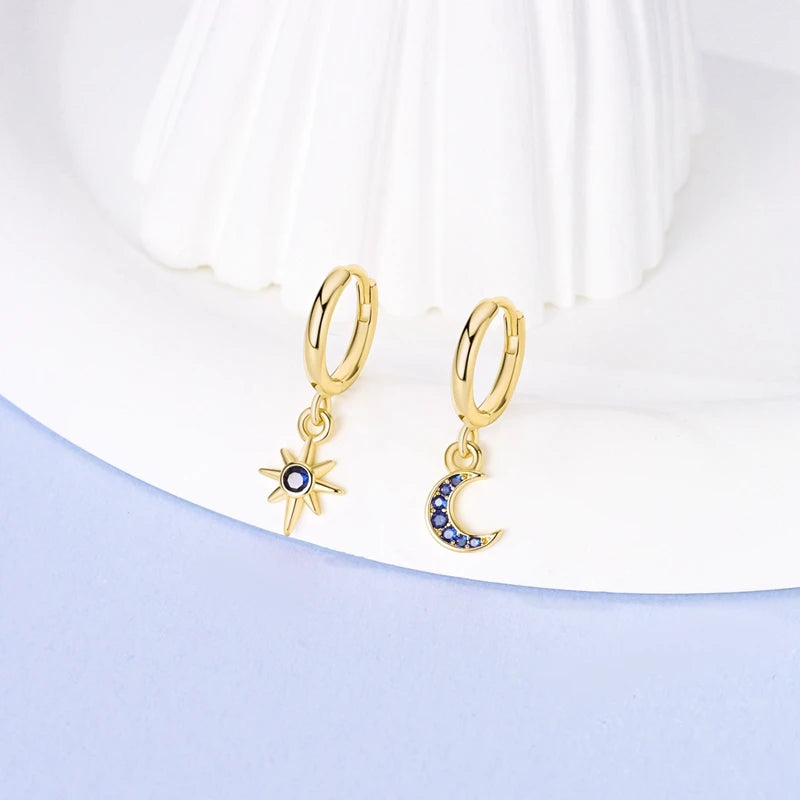Fashion Gold ladies Hoop Earring 925 Sterling Silver Sparkling Zircon Round Ear Stud Earrings Fine Jewelry Lover Anniversary Gift