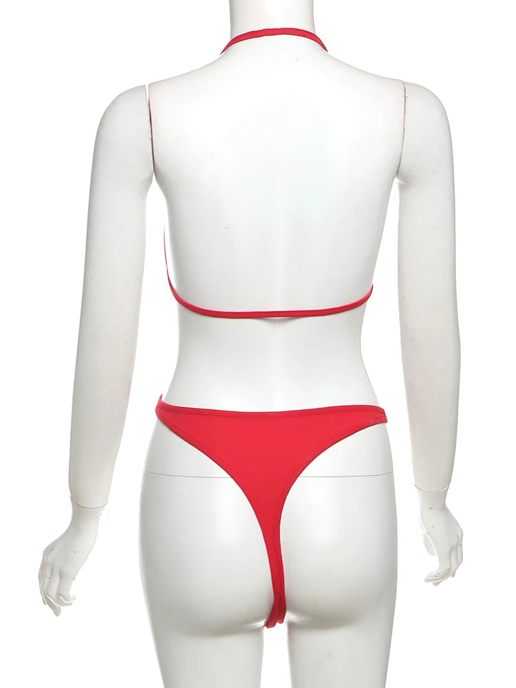 Weird Puss Sexy Bodysuit Women Asymmetry Halter Letter Chain Backless Waistless Hottie Skinny Stretch Street Clubwear Body Tops