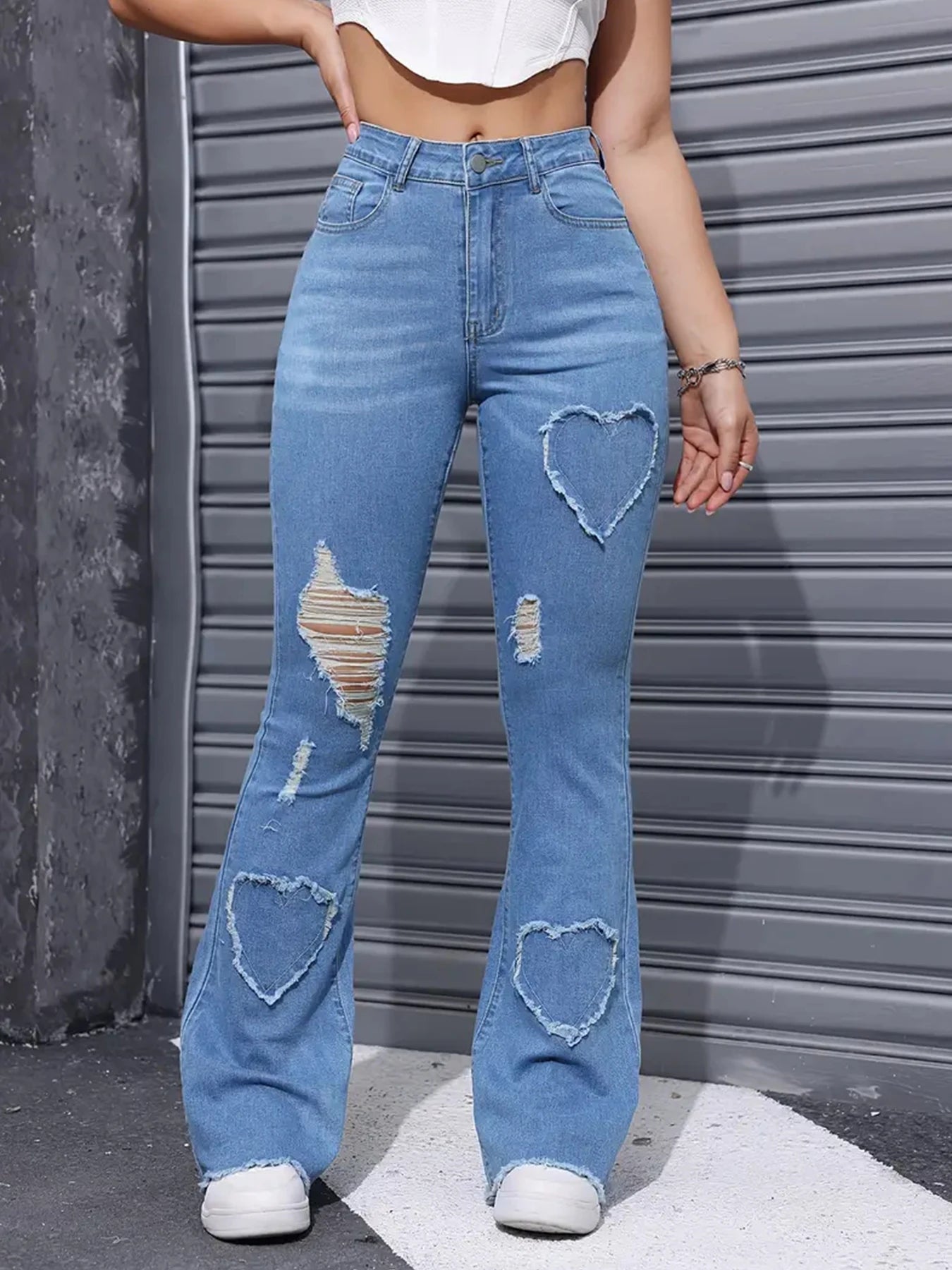2025 Women's New Distressed Jeans, Embroidered Patch Fabric, High Elasticity, Fashionable and Versatile, Comfortable jeans Women