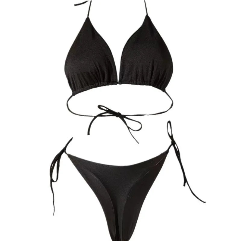 2025 Sexy Bikinis Set Female Bandage Swimsuit Women Two Piece Bikini Swimwears Pink Strappy Beachwear Bathing Suit Low Waist