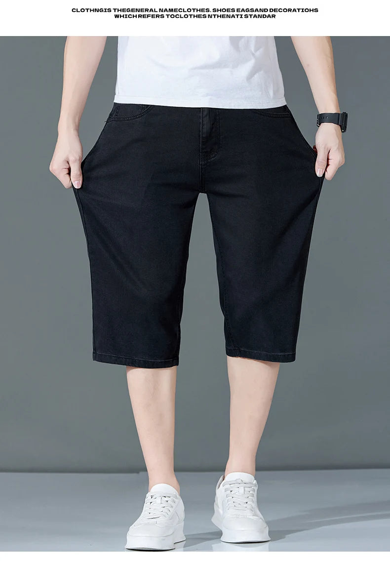 denim shorts, seven-point pants, new style, loose mid-length pants, casual, summer thin men's Troupers, men's jeans