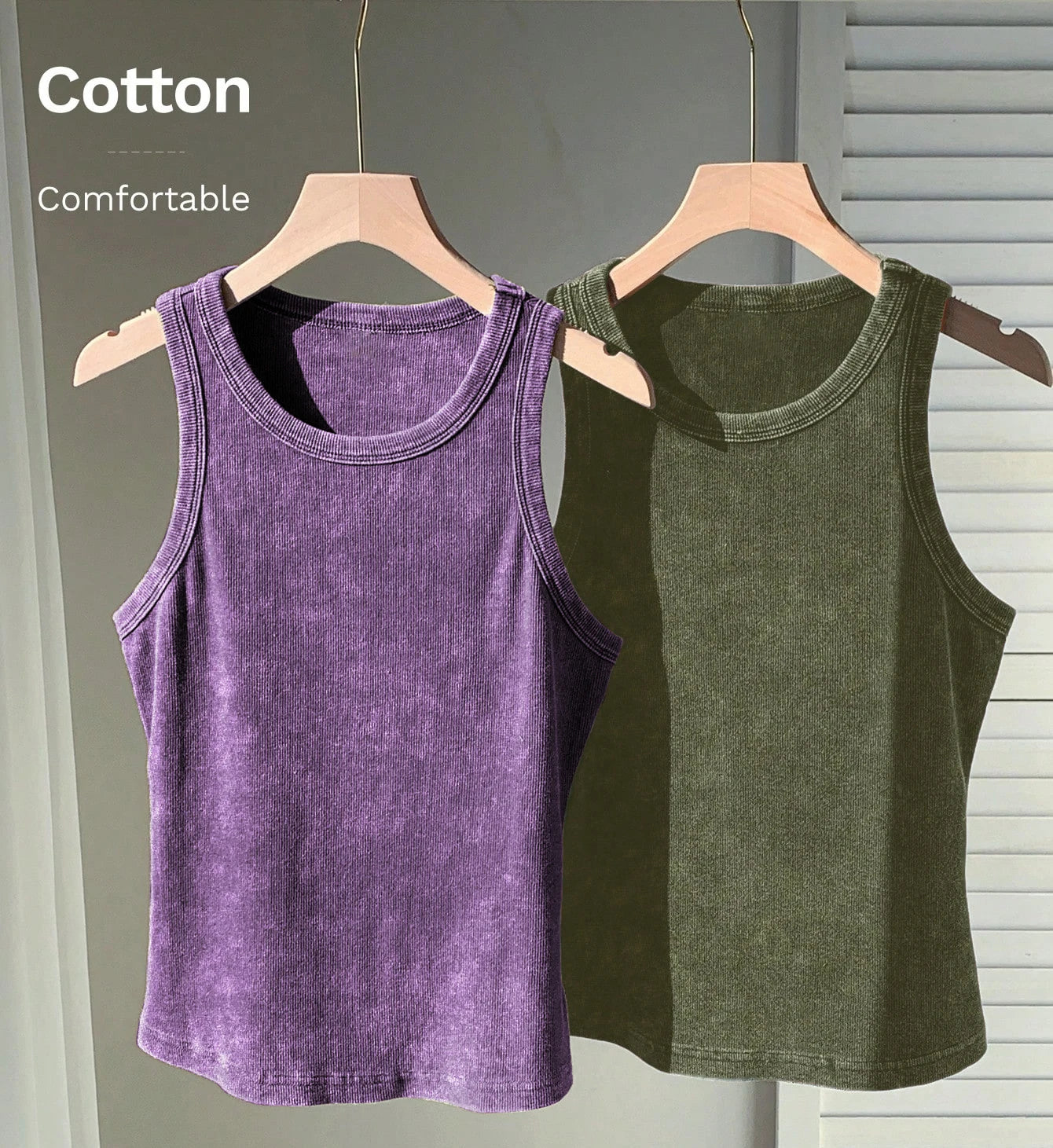 2PCS 100% Cotton Solid Color Washed Vest Womens Summer Casual Tank Top Y2K Sleeveless Clothes Soft Comfortable Sportswear