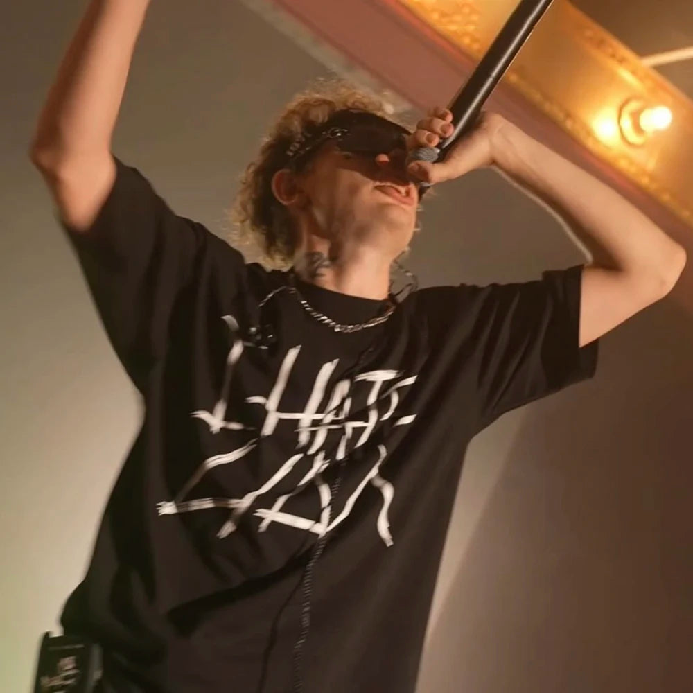 Oversized Men's Clothing Streetwear I HATE LIDA Print Hip Hop Korean Short Sleeve Y2k Tops Tee Cotton Graphic Unisex Tshirt Goth