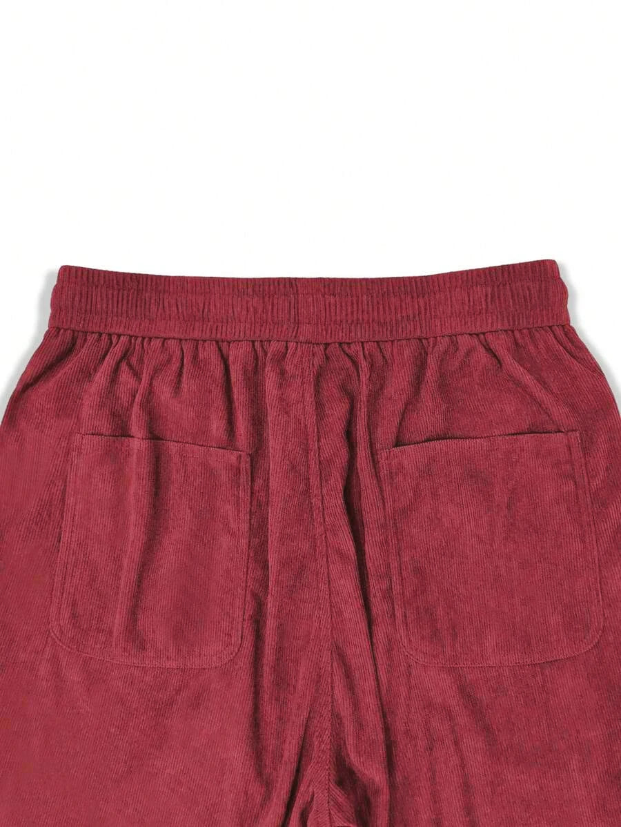 2026 new fashion Men's Corduroy Straight Casual Pants spring autumn Outdoor Streetwear with Drawstring Elastic Waist