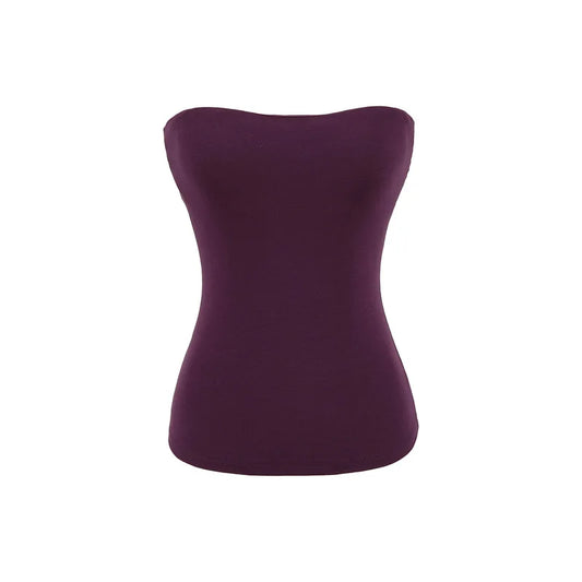 Women Solid Strapless Tube Top Sleeveless Bandeau Crop Top Stretch Basic Wrap Bustier Summer Casual Y2K Tank Tops