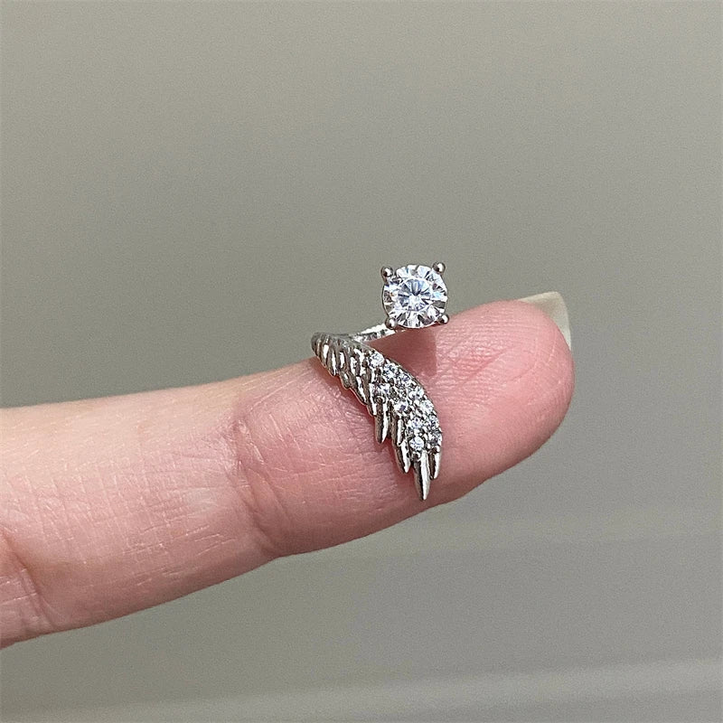 1pcs Silver Color Wing 316L Stainless Steel Ear Bone Nail for Women New Fashion Full of Rhinestone Earrings Accessories for Ear