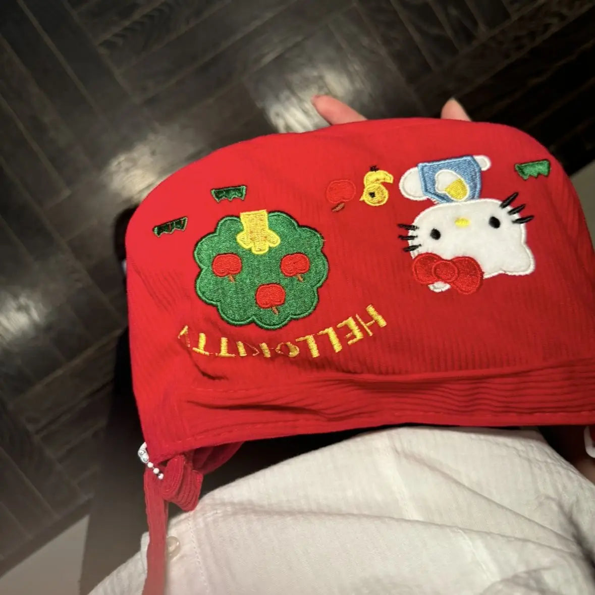 Kawaii Retro Red Cartoon HelloKitty Crossbody Bag Cute Japanese Girl Fashionable Corduroy Shoulder Bag Storage Bag Children Gift