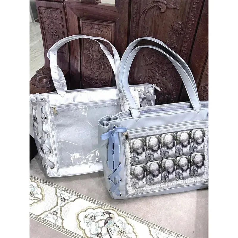 New Y2K Sweet Lolita Pink Ita Bag Women Japanese Transparent Large Capacity Tote Bag Ladies Harajuku Kawaii Handbag Aesthetic