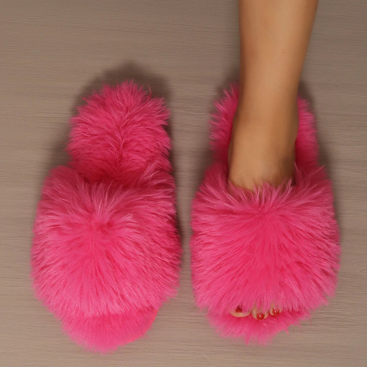 Women's Indoor Slippers 2024 Autumn and Winter New Plush Home Lazy Slippers Anti-Slip Durable Fashion Warm Sandals Slippers