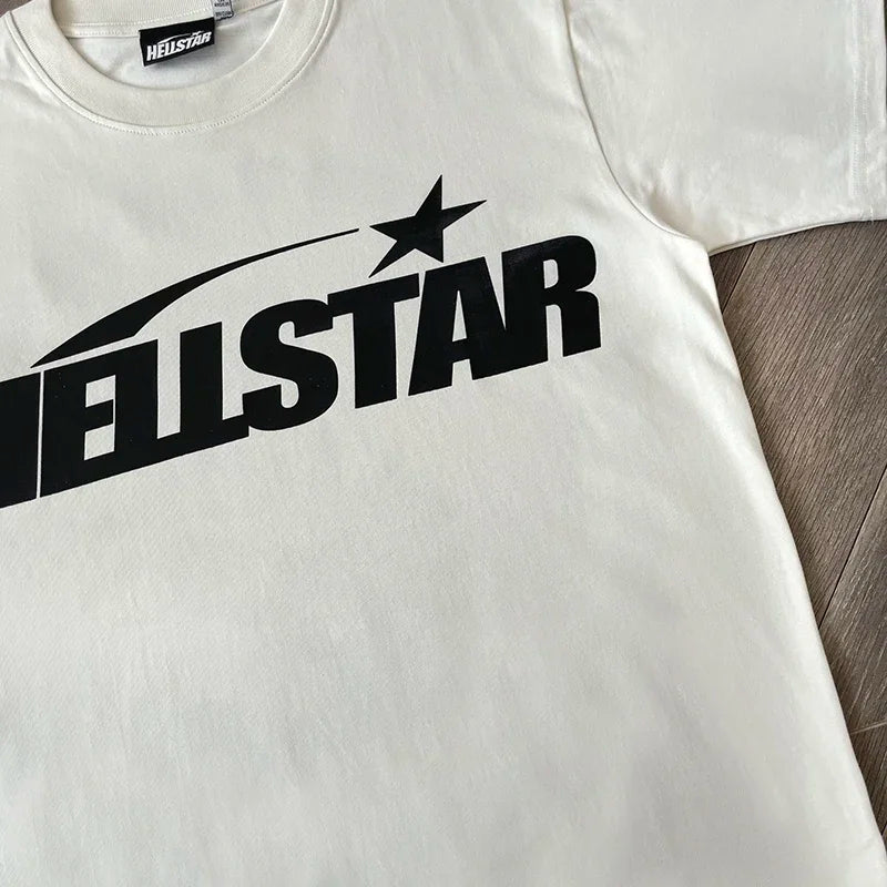 HS Gel Sport Logo Cotton wash short sleeve T-shirt European and American fashion