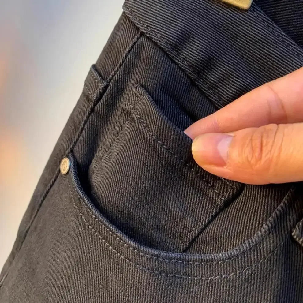 Spring Autumn Men's Elastic Slim Fit Casual Jeans Trendy Loose High End Brand Fashionable Long Trousers Popular Style