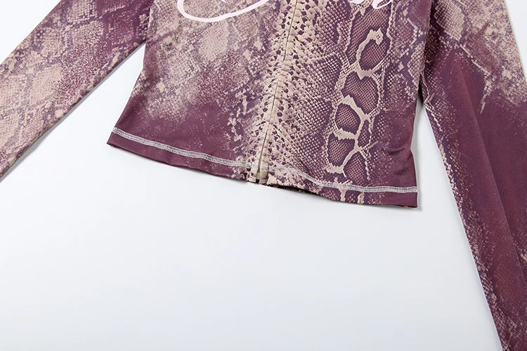 Snake Print Zip Jacket & Pants Set — Women's Tracksuit