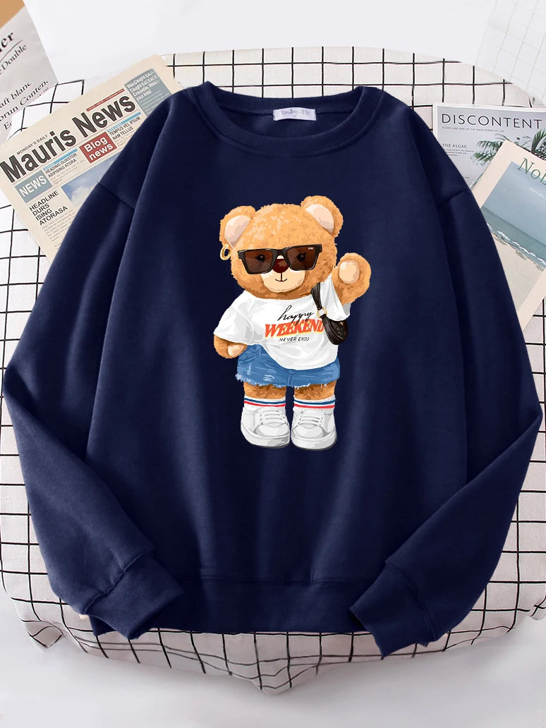 A Young Teday Bear Girl Full Of Vitality Cute Hoodie Women Street Fleece Hoody Hipster Loose Sweatshirt hip hop Oversized Tops