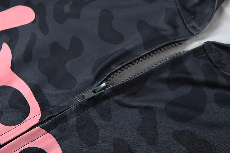 Weird Puss Letter Leopard Print 2 Piece Set Women Casual Zip Hooded Crop Jacke+Leggings Matching Stretch Sporty Street Outfits