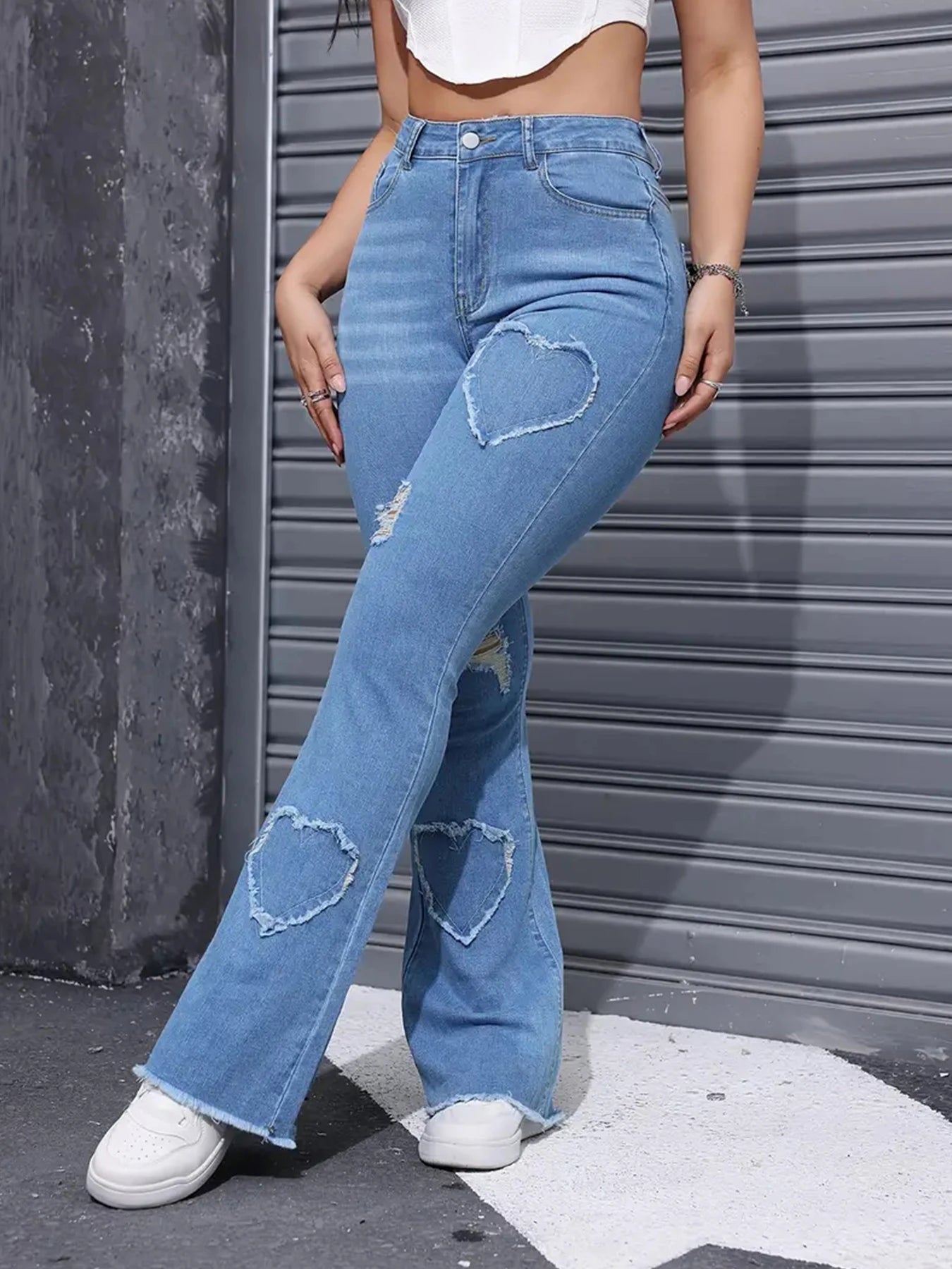 2025 Women's New Distressed Jeans, Embroidered Patch Fabric, High Elasticity, Fashionable and Versatile, Comfortable jeans Women
