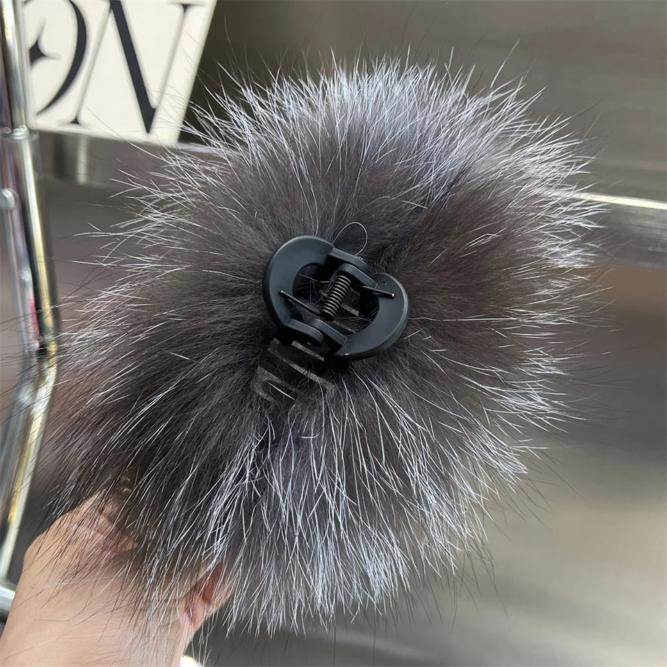 New Jelly Color Fox Fur Hair Clip Woman Claw Clip For ladies Sweet Hair Ornament Hair Hold Headband Fur Hairpin Hair Accessories