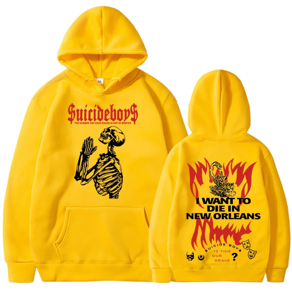 2025 new hoodie Suicide boy Wearing a hood, I want to die in New Orleans, super fashionable hoodie