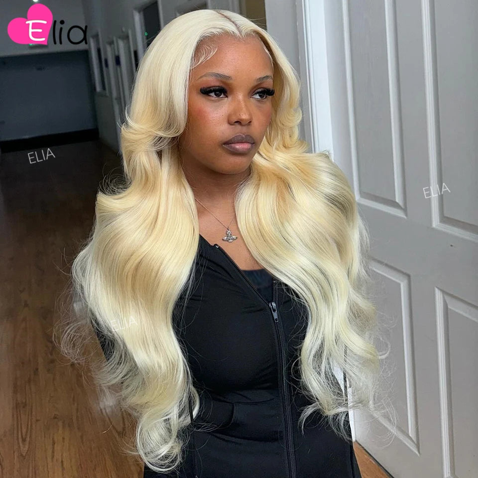 Purple Human Hair Lace Frontal Wig 100% Human Hair Brazilian Body Wave Frontal Wig 13x6 Transparent lace Fast Shipping Elia Hair