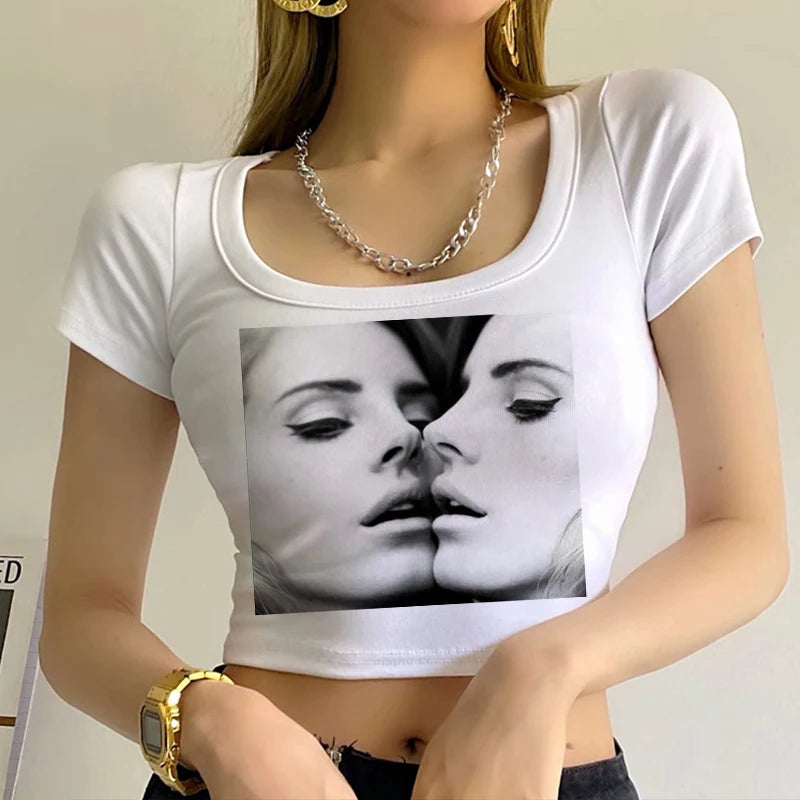 Lana Del Rey Singer Print T-shirt Short Sleeve Graphic Spring Summer Tee-shirt High Quality Soft Comfortable Tshirt Casual Women