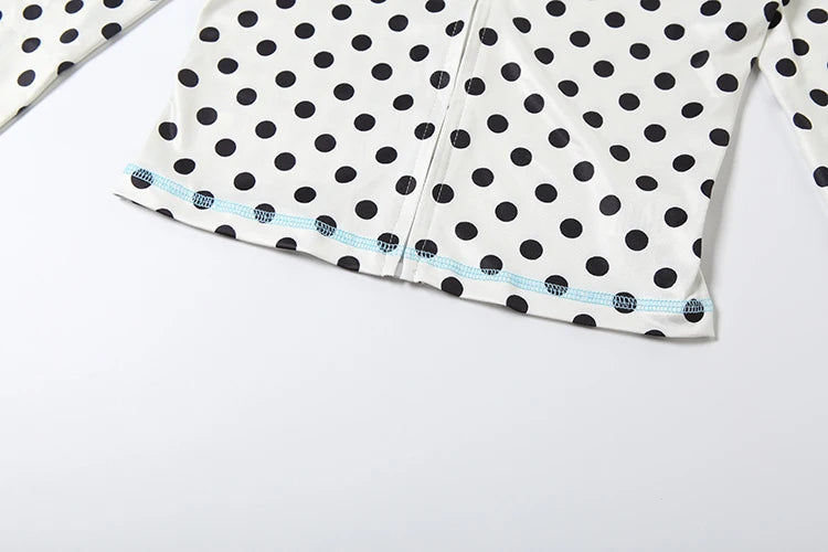 Weird Puss Polka Dot Letter Print 2 Piece Set Woman Tracksuit Trend Sexy Hooded Jacket+Pants Skinny Stretch Matching Streetwear