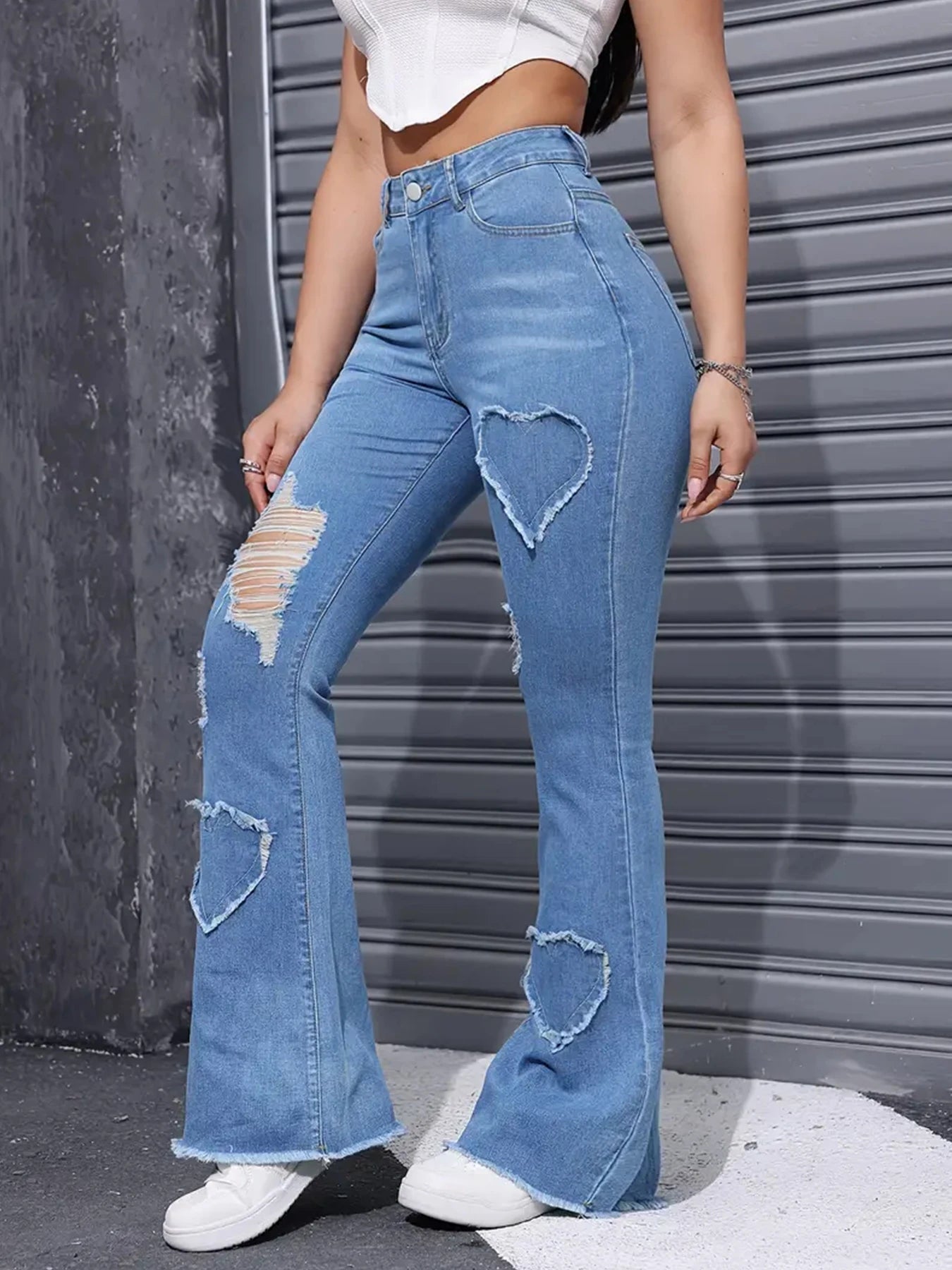 2025 Women's New Distressed Jeans, Embroidered Patch Fabric, High Elasticity, Fashionable and Versatile, Comfortable jeans Women