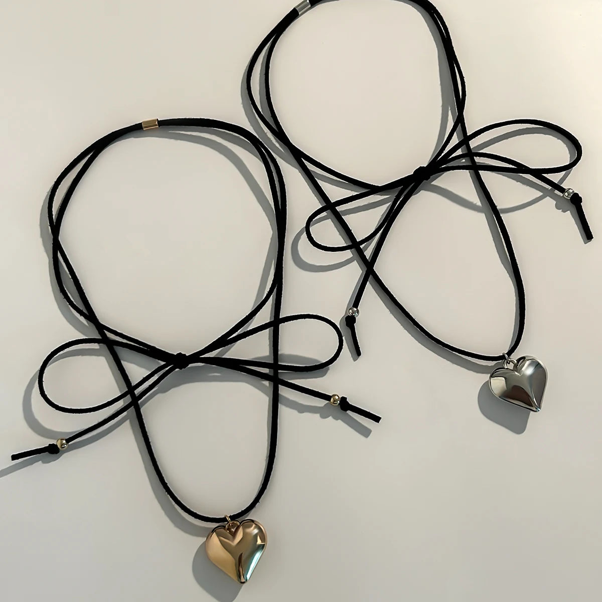 Creative Sweet Cool Love Heart Pendant Necklace for Women Wedding Goth Knotted Bowknot Adjustable Chain Y2K Jewelry Accessories