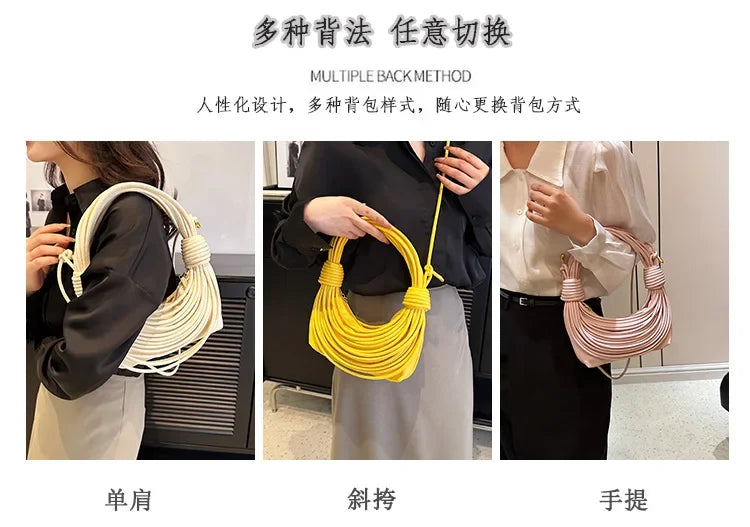 2025 Trendy! Women's Multicolored Woven Knot Handbag - Stylish Crossbody/Top Handle Bag | High-End Texture for Streetwear
