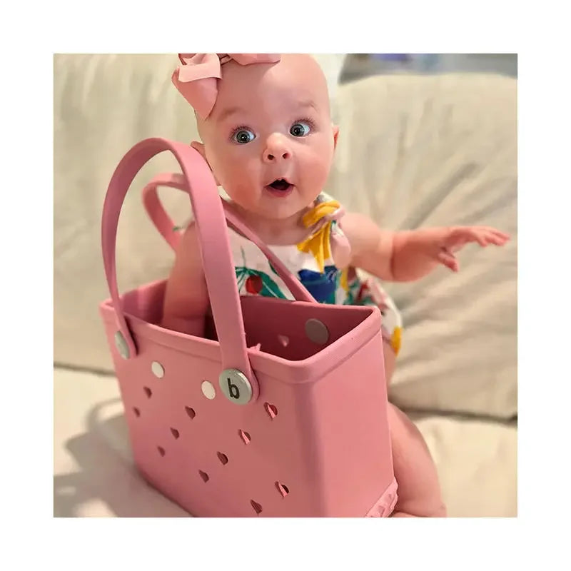 Beach Bag Waterproof Tote Handbag EVA Beach Basket Child High Capacity Multi-Purpose Handbag Fashion Kid Beach Storage Bag