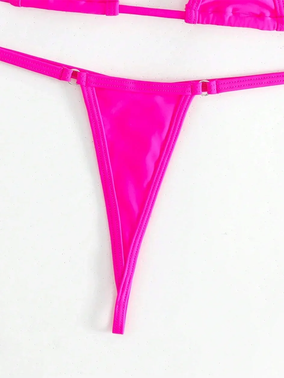 Sexy Micro Bikini 2024 Women Swimsuit Female Swimwear Mini Thong Bikinis Set Halter Biquini Beach Wear Swimming for Bathing Suit