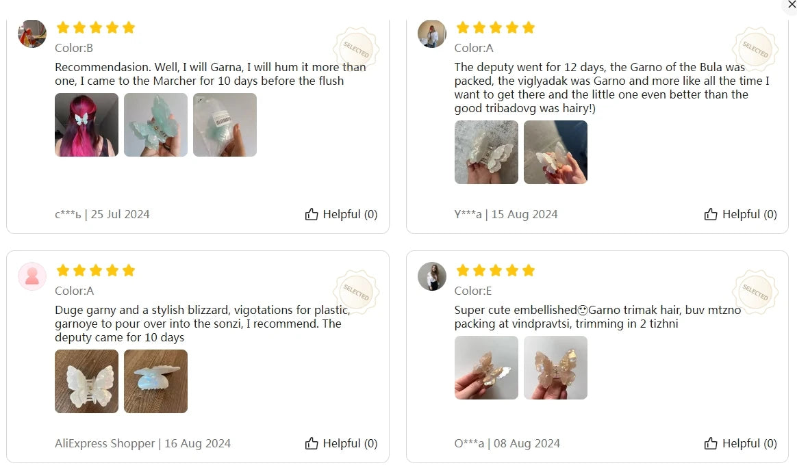 Colorful Fairy Butterfly Hair Claw Acetate Sweet Princess Butterfly Crab Hair Clips for Women Girls Hairpin Hair Accessories