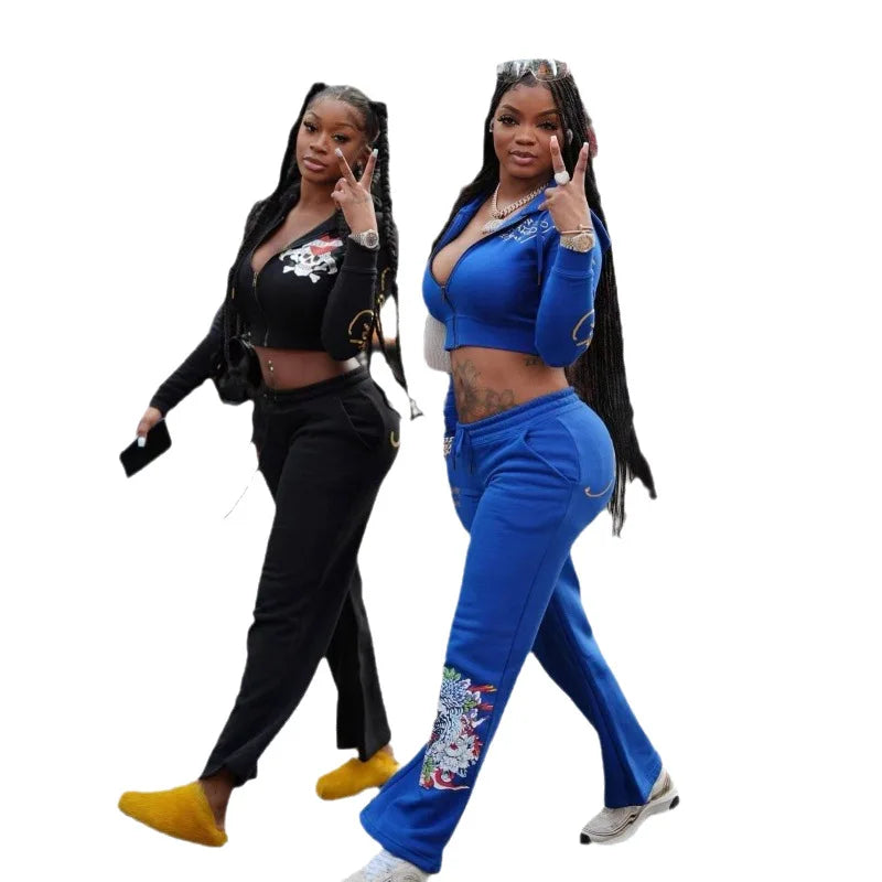 2024 Women's Casual Street Printed Two-Piece Best Friend Matching Sets Multi-Color Outfits