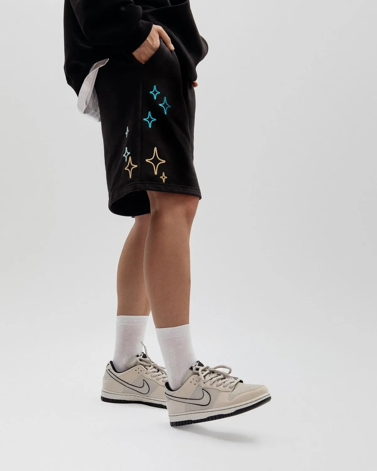 Streetwear Korean Men's Shorts Pants Constellation Graphic Star Print Oversized Jorts Baggy Harajuku Y2k Unisex Clothing Goth BF