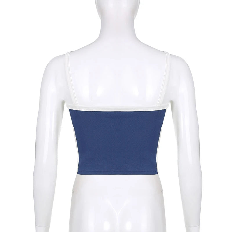 Sleeveless Knitted Crop Tops Green Sexy Basic Patchwork Summer Casual Cami Backless Y2k Vintage Tank Top Women