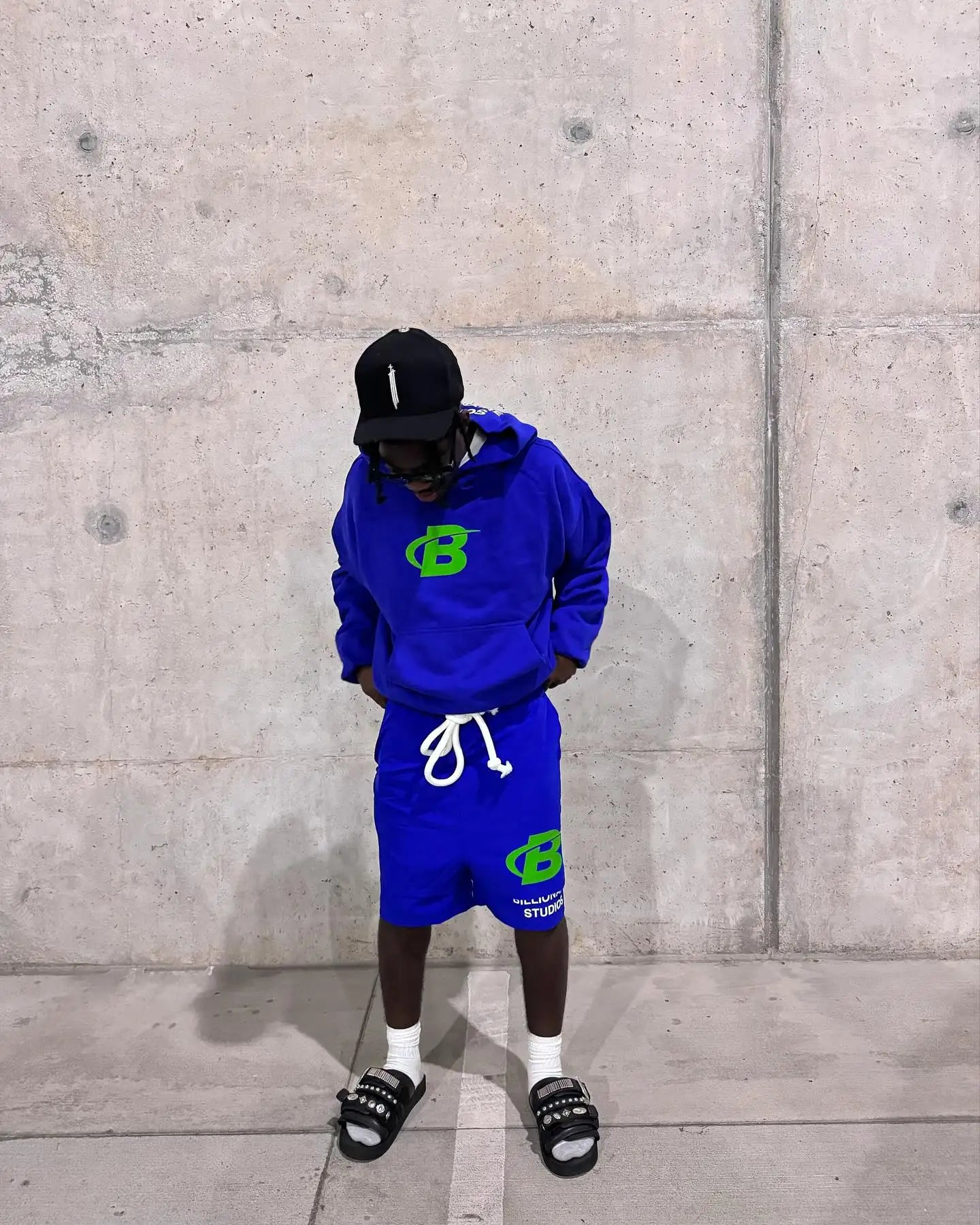 2024 Summer Letter B Print Trendy Tracksuit+sweatpants  Men Oversized Hoodies Sports Suit Loose Shorts Suit Clothes