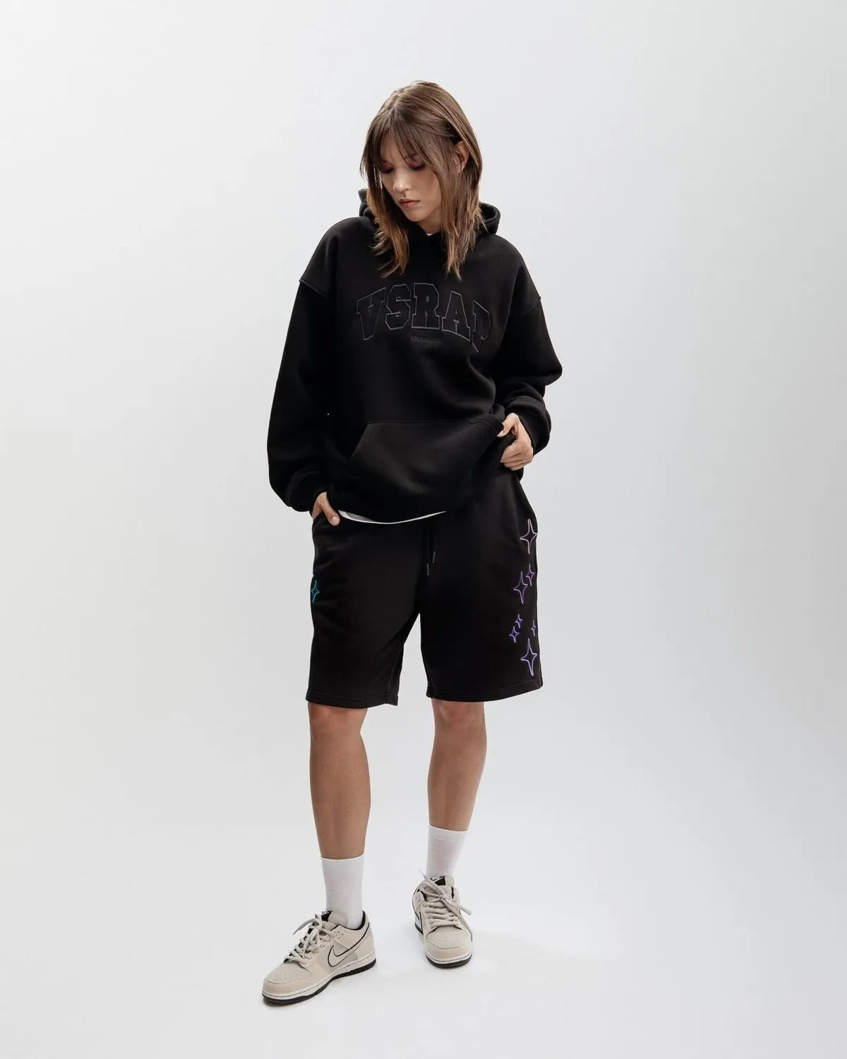 Streetwear Korean Men's Shorts Pants Constellation Graphic Star Print Oversized Jorts Baggy Harajuku Y2k Unisex Clothing Goth BF