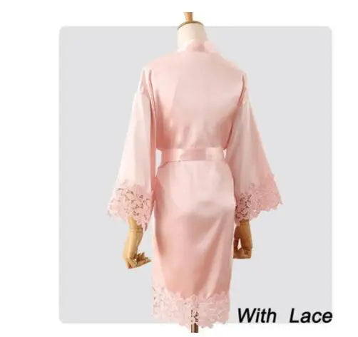 Summer Lace Sleepwear Bride&Bridemaid Wedding Robe Gown Solid Embroidery Kimono Bathrobe Women Casual Home Night Dress M L Xl