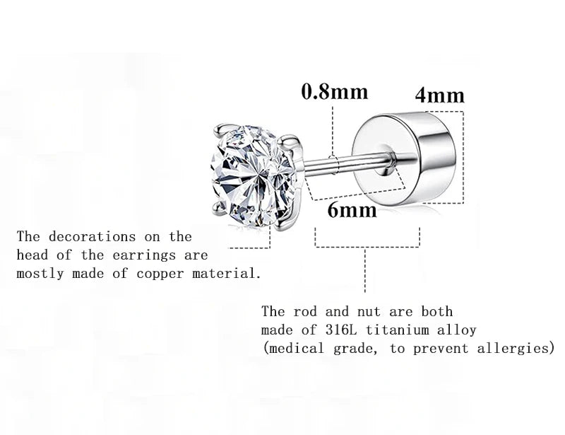 1PCS Cute Pink Zircon 316L Stainless Steel Ear Bone Nail New Fashion Y2K Punk Small Earring for Women Cochlea Jewelry Party Gift
