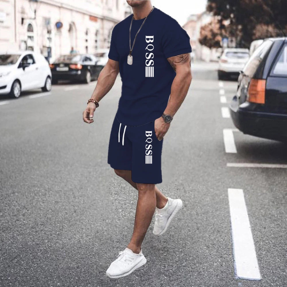 Men Sets 2 Piece Set T shirts Men Sport Set Casual Summer Clothing Y2K Tee Top Joggers Plaid Tshirt Men Shorts Outfit