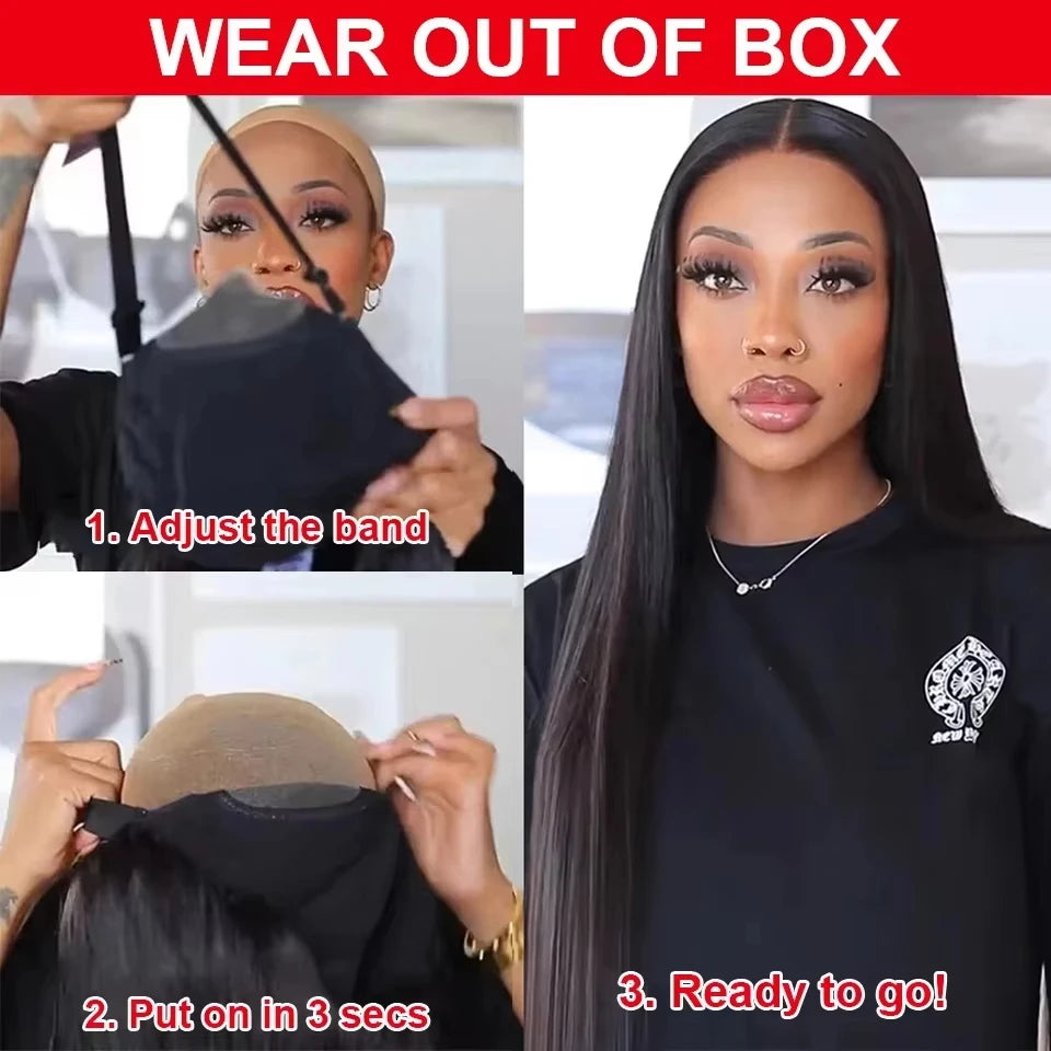 No Silk Human Hair 30 Inch HD Lace Wigs Straight Pre Cut 5x5 4x4 Glueless Closure Lace Human Hair Wigs 200% Wear And Go Wig