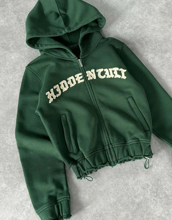 Zipper hoodie Camouflage sweatpants 2-piece set Y2K Women's clothing Goth Alphabet embroidered pullover Sweatshirt casual pants